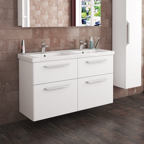 Тумба 1250 4ящ + Раковина Гармония Белый мат Lande DIBORG