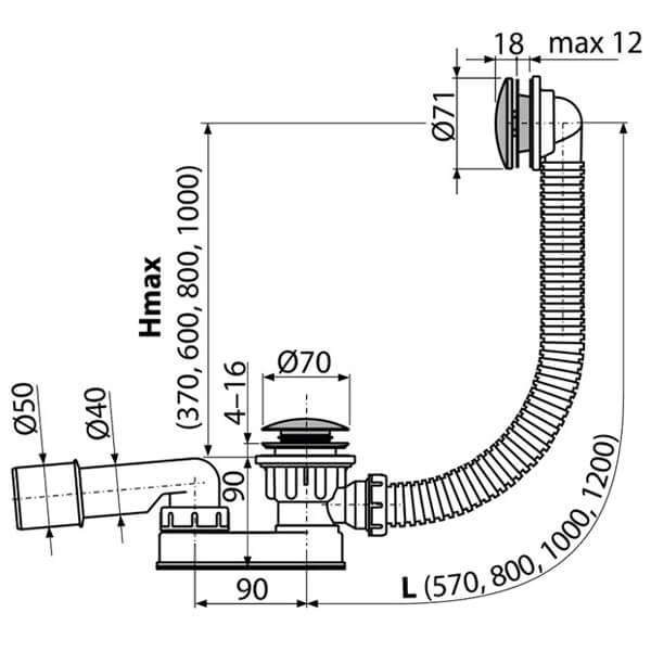 Слив-перелив Alcaplast A507CKM
