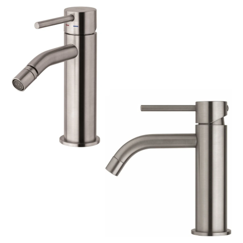 Набор смесителей для раковины и биде Paffoni LIG135ST + LIG071ST сталь Набор смесителей для раковины и биде Paffoni LIG135ST + LIG071ST сталь