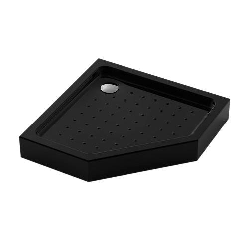 Поддон для душа Veconi Tezeo 90x90 черный, пятиугольный, акрил, с сифоном