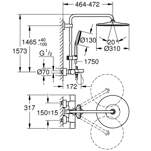 Душевая система SmartActive RainShower Grohe 26657000