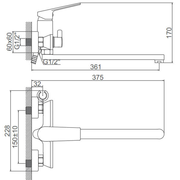 Смеситель универсальный Accoona H125 A71125F черный матовый Смеситель универсальный Accoona H125 A71125F черный матовый