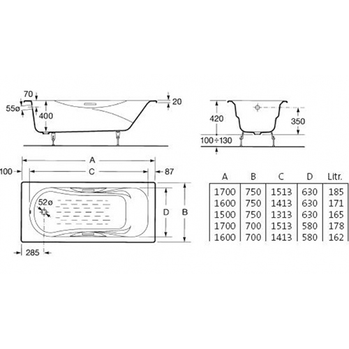 Ванна Roca Malibu 170х70 2333G0000