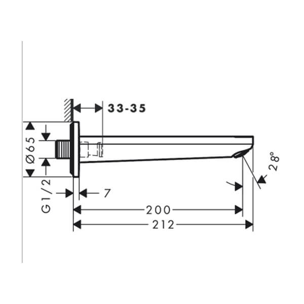 Излив на ванну Rebris S Hansgrohe 72430000