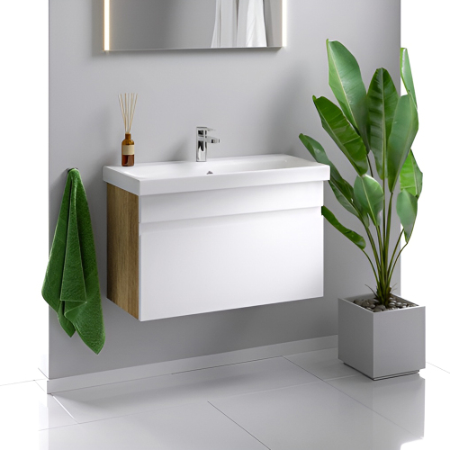 Тумба с раковиной Aqwella Smart SRT0108DB 80 белая