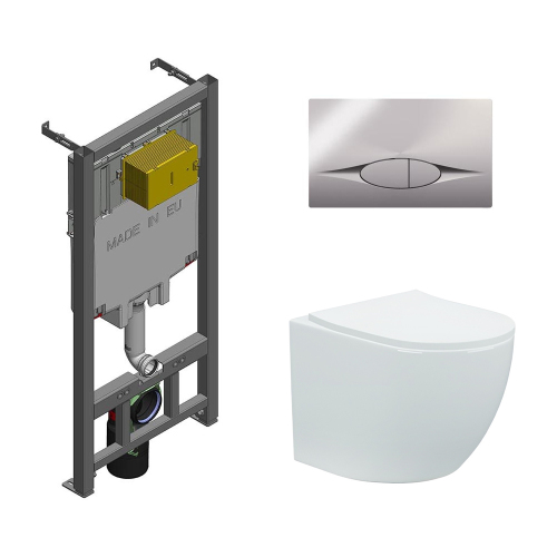 Комплект Jacob Delafon 3в1: Инсталляция для унитаза Jacob Delafon E21822-CP + Унитаз подвесной AVS 801-0044-P-T2-GW + Клавиша смыва хром