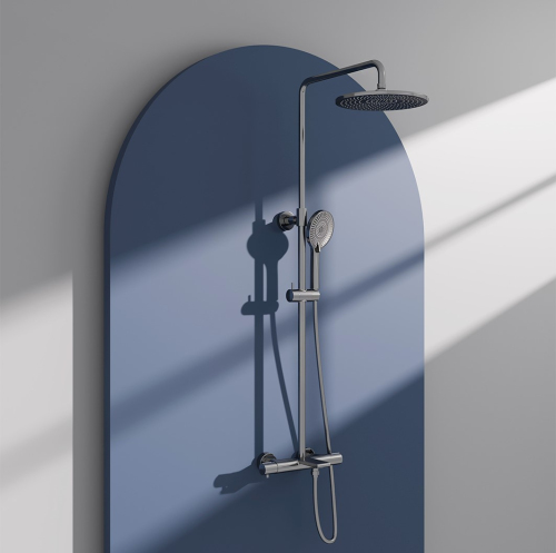 Душевая стойка с изливом AVS Elegant оружейная сталь