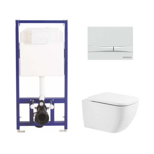 Комплект BelBagno 3в1: Инсталляция Berges 040000 + Унитаз подвесной BB10100CHR + Кнопка смыва Berges 040051 белая Комплект BelBagno 3в1: Инсталляция Berges 040000 + Унитаз подвесной BB10100CHR + Кнопка смыва Berges 040051 белая