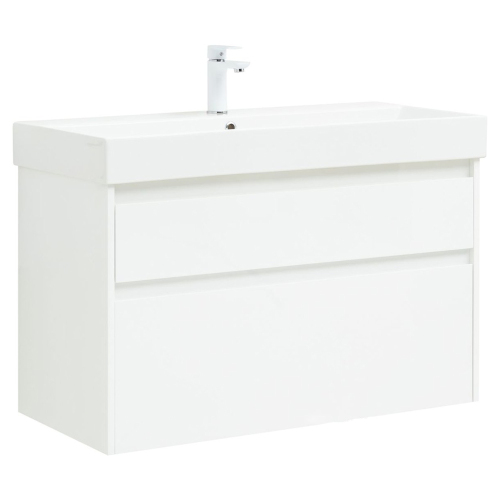 Тумба 1000 2ящ подвес + Раковина SLIM SYNERGY Белый гл Nova Lite AQUANET