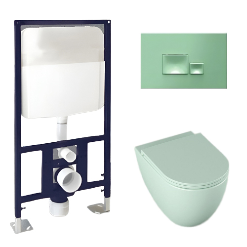 Комплект ISVEA 3в1: Infinity 10NF02001SV-2T инсталляция + кнопка смыва + унитаз + сиденье