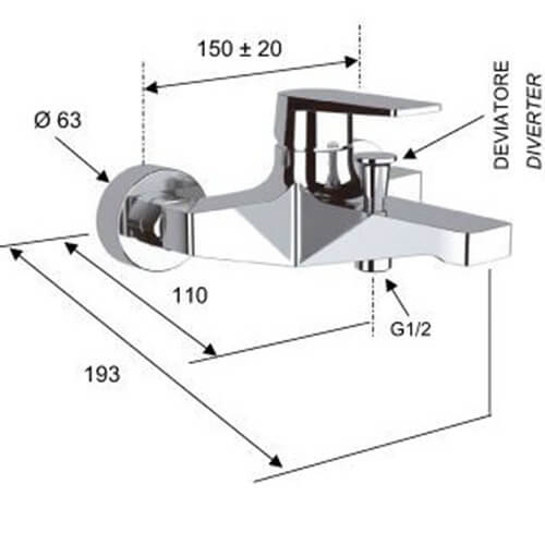 Смеситель для ванны и душа Remer Dream D05 хром Смеситель для ванны и душа Remer Dream D05 хром