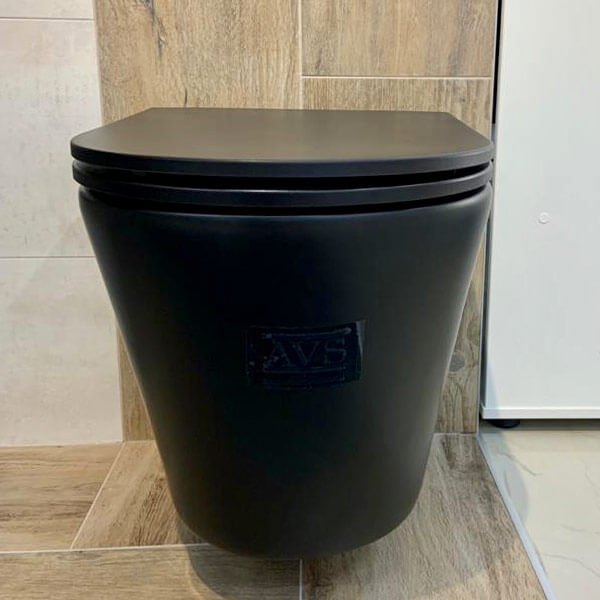 Унитаз подвесной AVS Тоник безободковый, черный матовый