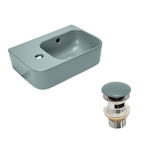 Рукомойник AVS Грэйс 37x25 R, зеленый матовый с донным клапаном