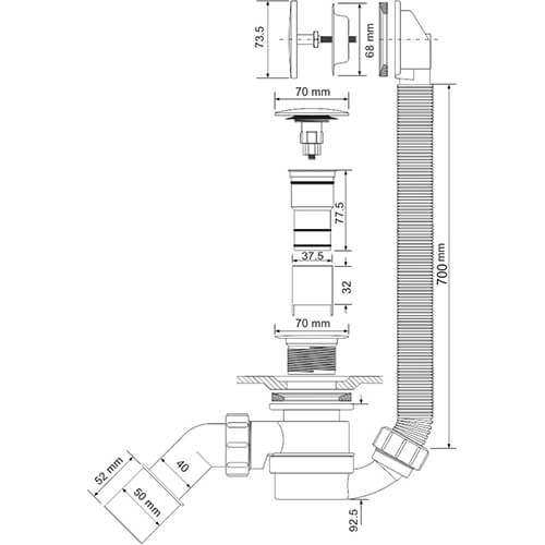 Слив-перелив McALPINE MRB12