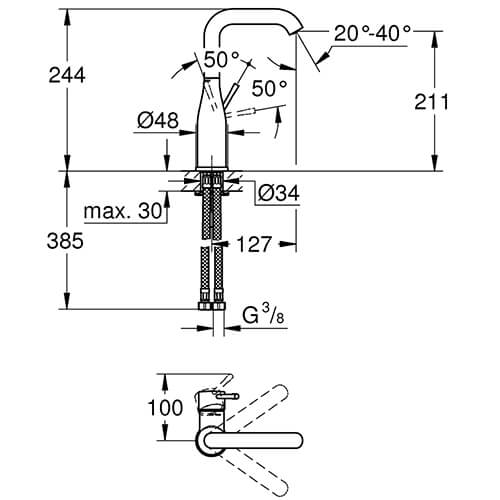 Смеситель для раковины Grohe Essence+ 23541001 хром