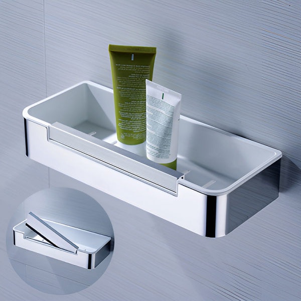 Полка AVS Kori, 30 см, хром/белый, с бортиком-скребком