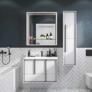 Комплект 1A239001RVX20 Тумба 80+732799C000 Р-на+1A239102RVX20 З/Ш Белый мат Ривьера АКВАТОН