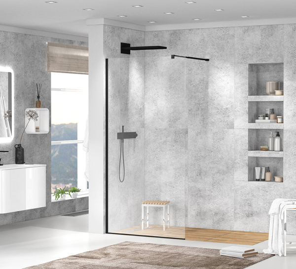 Душевая перегородка Cezares Liberta LIBERTA-L-1-95-C-NERO 95 профиль черный, прозрачное стекло