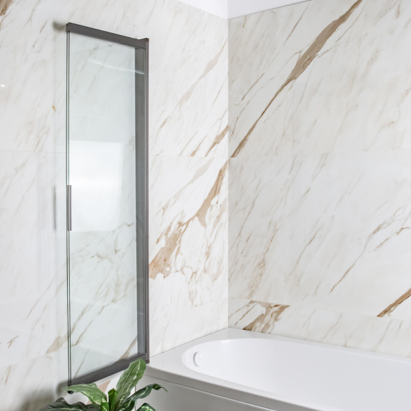 Шторка на ванну AVS Слайдер Плюс 80 см профиль оружейная сталь, стекло прозрачное