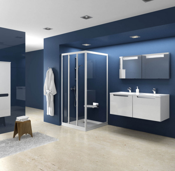 Душой уголок Ravak Supernova 100x80 профиль белый, стекло прозрачное