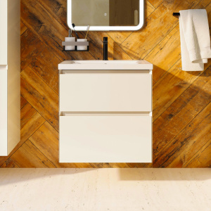 Тумба с раковиной AVS Гармония 60 айвори матовая (раковина 01 белая глянцевая)