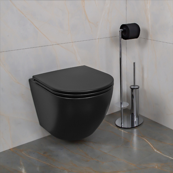 Унитаз подвесной AVS Сити безободковый, черный матовый