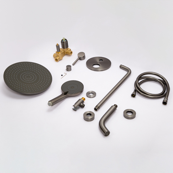 Душевой комплект AVS Slimmer 4в1 оружейная сталь