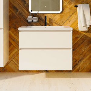 Тумба с раковиной AVS Гармония 80 айвори матовая (раковина 01 белая глянцевая)