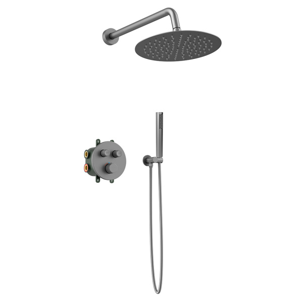 Душевой комплект AVS Luxury 3в1 круглый, оружейная сталь
