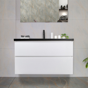 Тумба с раковиной AVS Гармония 100 белая (раковина 01 черная матовая)