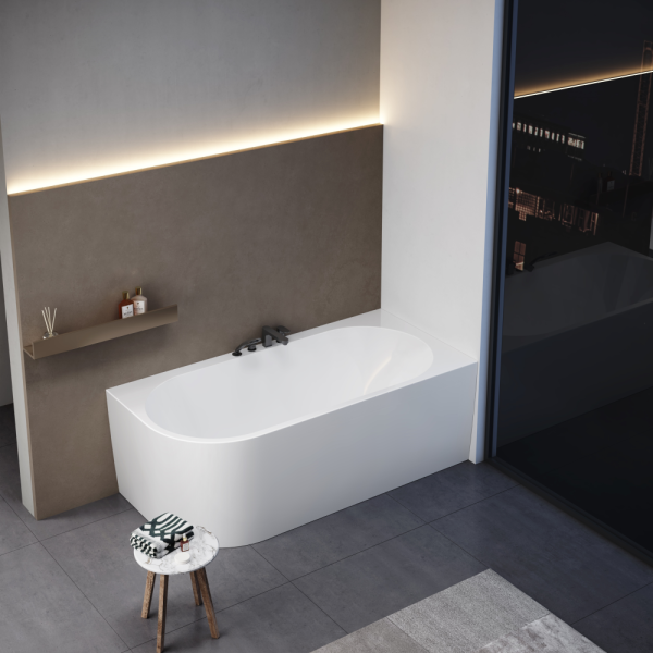 Акриловая ванна AVS Санья 180x85 R белая, с донным клапаном