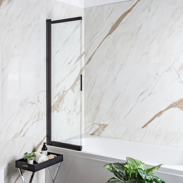 Шторка на ванну AVS Слайдер Плюс 80 профиль черный, стекло прозрачное
