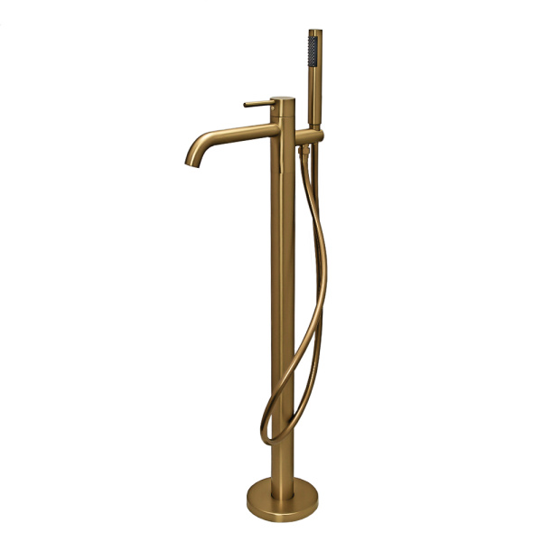 Смеситель для ванны с душем AVS Slimmer напольный, брашированное золото