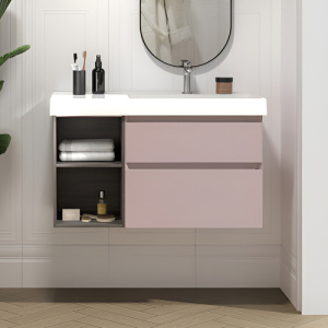 Тумба с раковиной Kerama Marazzi Cubo 90 R мальва матовая-древесная