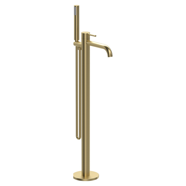 Смеситель для ванны с душем AVS Slimmer напольный, брашированное золото