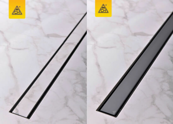 CH350KC Желоб бок/слив d40 решётка нерж.ЧЁРНАЯ 350 мм KLASIK MCH