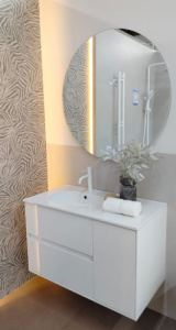 Тумба 900 подвес 2ящ+1 дв + Раковина 03 Эмаль Белый гл ВЕРНИСАЖ AVS