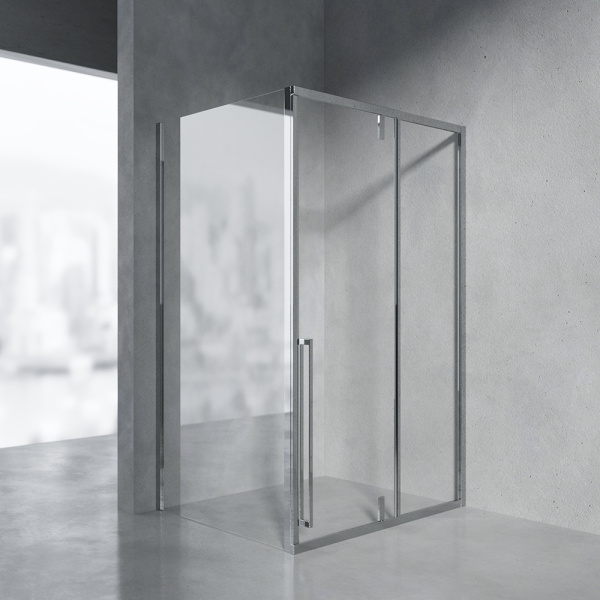 Боковая стенка AVS Акцент 90 профиль хром, стекло прозрачное