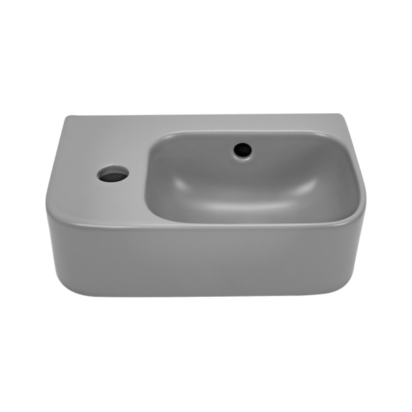 Рукомойник AVS Грэйс 37x25 R, цементно-серый матовый с донным клапаном