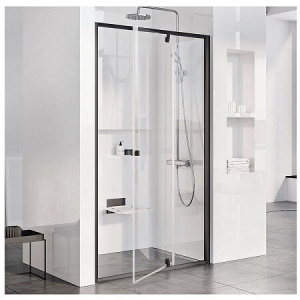 Душевая дверь в нишу Ravak Pivot 100 профиль черный, стекло прозрачное