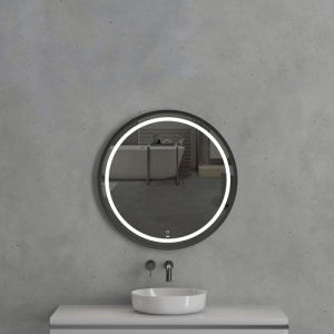 Зеркало с подсветкой AVS Мид 75x75 см, черное