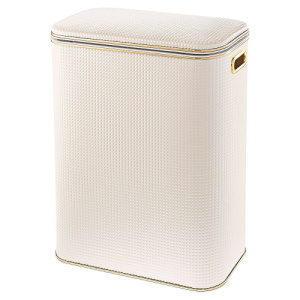 Корзина д/белья 600*450*250 РОМБ БЕЛАЯ/ЗОЛОТО GERALIS