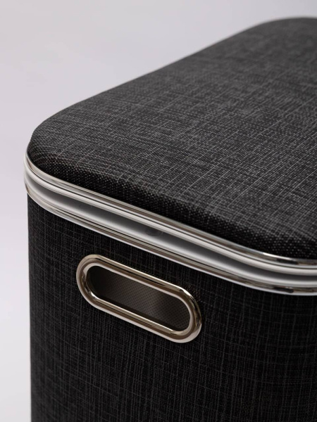 Корзина для белья Geralis BBH-B 45x25x60 темно-серая, кант хром Корзина для белья Geralis BBH-B 45x25x60 темно-серая, кант хром