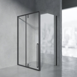 Душевой уголок AVS Акцент 120x100 L, профиль черный матовый, стекло прозрачное