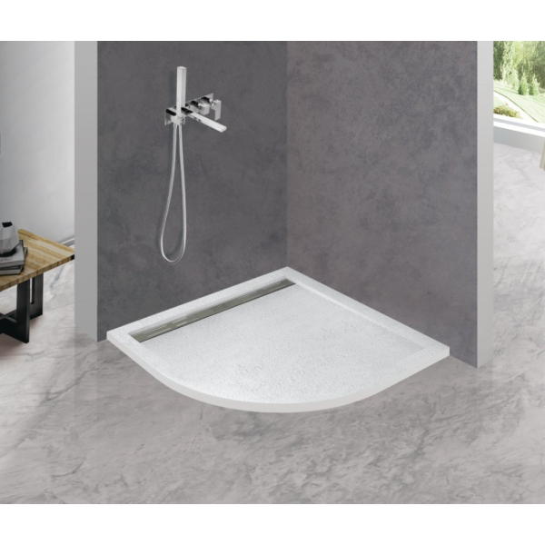 Поддон для душа Cezares Tray 100x100 белый, четверть круга, искуственный мрамор, без сифона